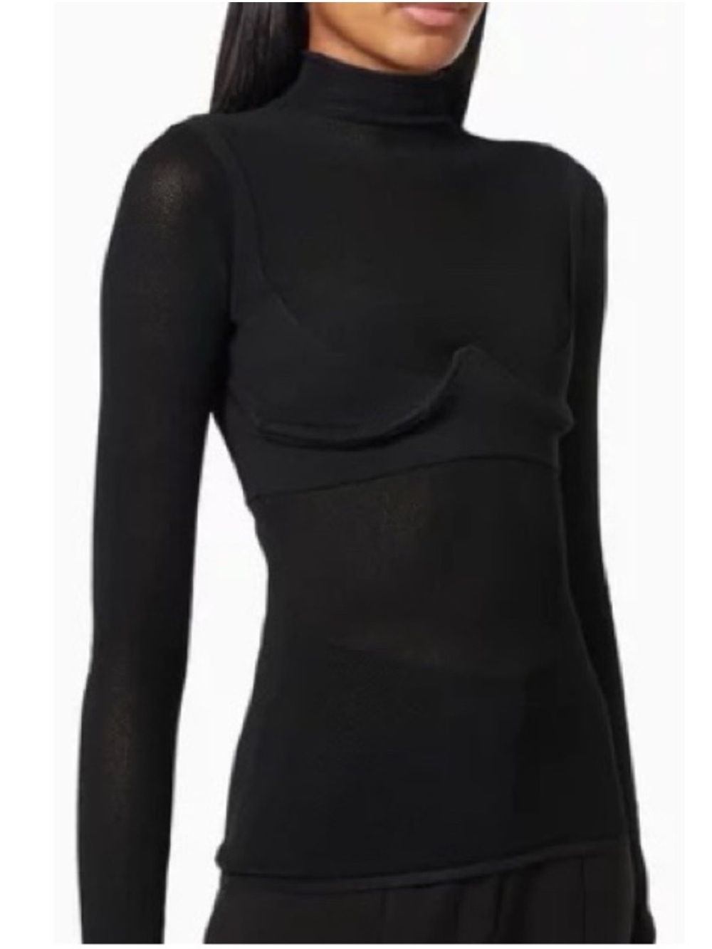 Dion Lee Moulded Mesh Stretch Knit Long Sleeve Top Black